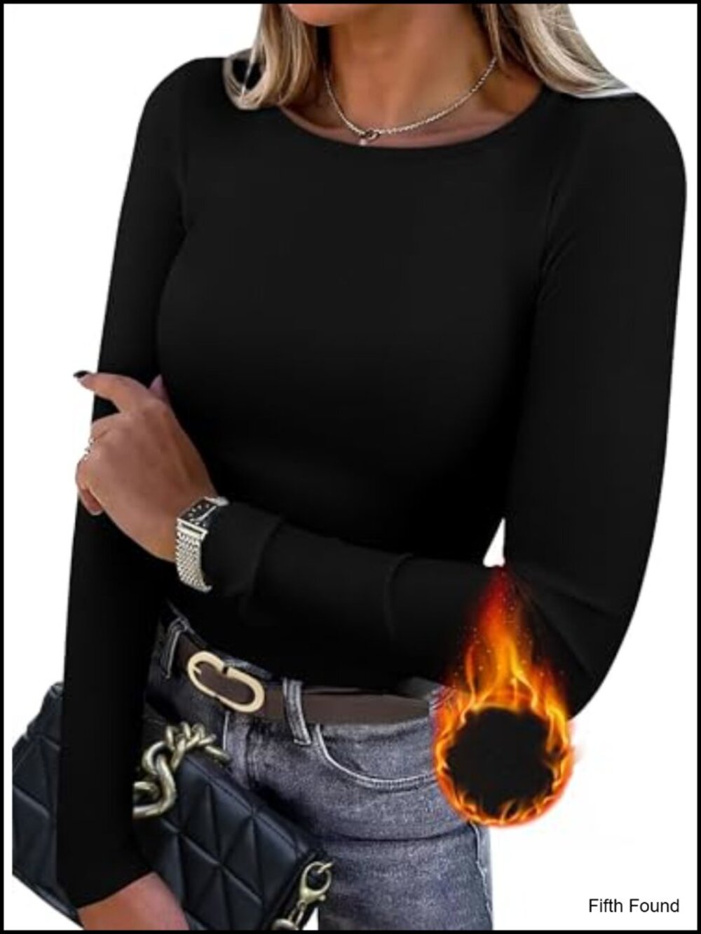 Women's Long Sleeve Thermal Tunic Top Slim Fit Light Fleece Crew Neck Basic